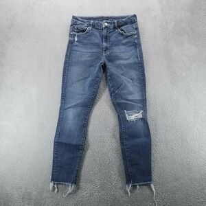 Mother Jeans Womens 27‎ Blue The Looker Ankle Fray Stretch Dark Wash Denim